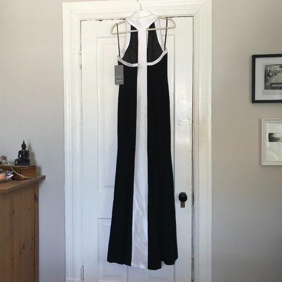 Theia Deep V Tuxedo Gown - Picture 4 of 8